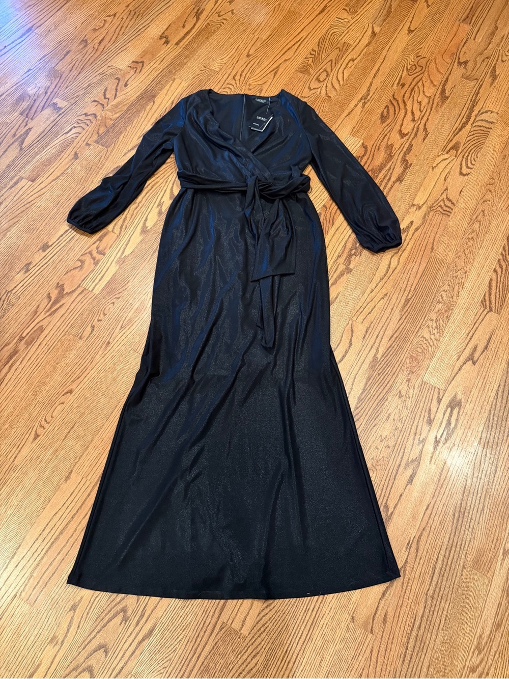 Ralph Lauren Black Label Black shimmery Long Sleeve Maxi Dress